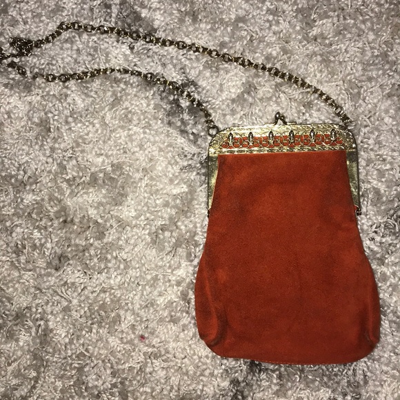 Vintage orange suede clutch - Picture 2 of 6